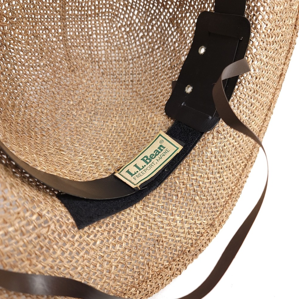LL Bean Vtg Straw Hat Natural 2.5" Brim BOHO Sun Safari Adjustable Garden - Picture 12 of 13